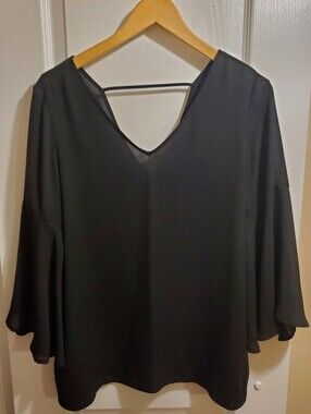 Tristan Black V-Neck Blouse with Back Strap